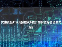 沈阳食品厂ERP系统多少钱？如何选择合适的方案？