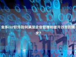 金多ERP软件如何满足企业管理和提升效率的需求？