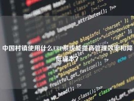 中国村镇使用什么ERP系统能提高管理效率和降低成本？