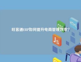 旺客通ERP如何提升电商管理效率？