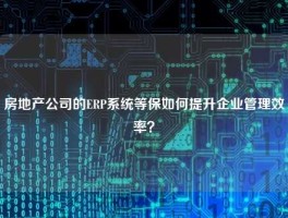 房地产公司的ERP系统等保如何提升企业管理效率？
