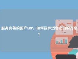 服务完善的国产ERP，如何选择适合企业的方案？
