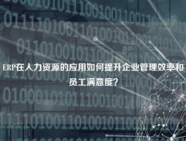 ERP在人力资源的应用如何提升企业管理效率和员工满意度？