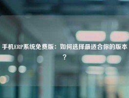 手机ERP系统免费版：如何选择最适合你的版本？