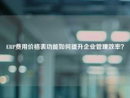 ERP费用价格表功能如何提升企业管理效率？