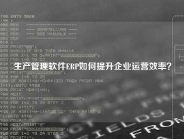 生产管理软件ERP如何提升企业运营效率？