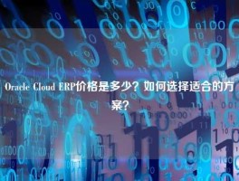Oracle Cloud ERP价格是多少？如何选择适合的方案？