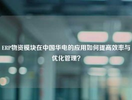 ERP物资模块在中国华电的应用如何提高效率与优化管理？