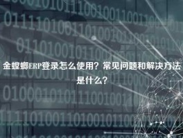 金螳螂ERP登录怎么使用？常见问题和解决方法是什么？