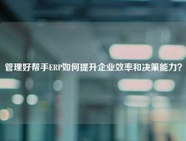 管理好帮手ERP如何提升企业效率和决策能力？