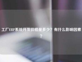 工厂ERP系统开发价格是多少？有什么影响因素？