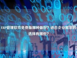ERP管理软件免费版哪种最好？适合企业需求的选择有哪些？