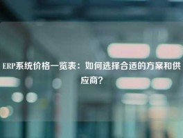 ERP系统价格一览表：如何选择合适的方案和供应商？