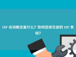 ERP 名词概念是什么？如何选择合适的 ERP 系统？