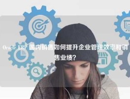 Oracle ERP 国内销售如何提升企业管理效率和销售业绩？
