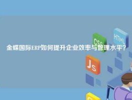 金蝶国际ERP如何提升企业效率与管理水平？