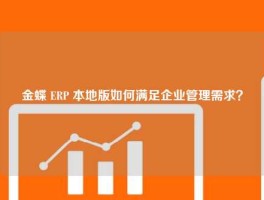 金蝶 ERP 本地版如何满足企业管理需求？