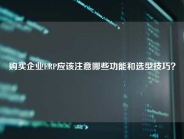 购买企业ERP应该注意哪些功能和选型技巧？