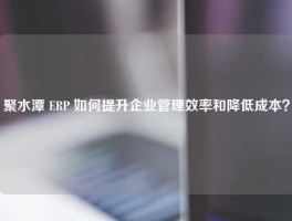 聚水潭 ERP 如何提升企业管理效率和降低成本？