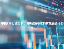 中国ERP行业分析：市场趋势和未来发展是什么？