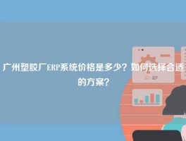 广州塑胶厂ERP系统价格是多少？如何选择合适的方案？