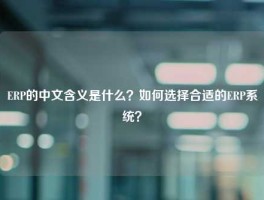 ERP的中文含义是什么？如何选择合适的ERP系统？