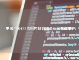 电器厂云ERP价格如何影响企业运营成本？