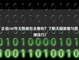 企业ERP中主数据包含哪些？了解关键数据与管理技巧！