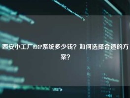 西安小工厂ERP系统多少钱？如何选择合适的方案？