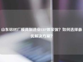 山东铝材厂模具制造业ERP哪家强？如何选择最优解决方案？