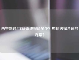 西宁制鞋厂ERP系统报价多少？如何选择合适的方案？