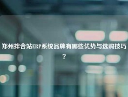 郑州拌合站ERP系统品牌有哪些优势与选购技巧？