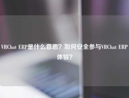 VRChat ERP是什么意思？如何安全参与VRChat ERP体验？