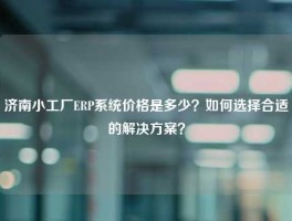 济南小工厂ERP系统价格是多少？如何选择合适的解决方案？