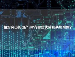 相对突出的国产ERP有哪些优势和实施案例？