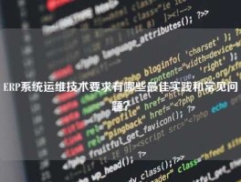 ERP系统运维技术要求有哪些最佳实践和常见问题？