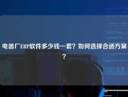 电器厂ERP软件多少钱一套？如何选择合适方案？