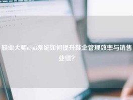 鞋业大师erpii系统如何提升鞋企管理效率与销售业绩？