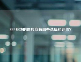 ERP系统的供应商有哪些选择和评价？