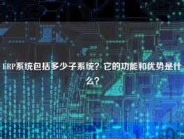 ERP系统包括多少子系统？它的功能和优势是什么？