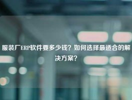服装厂ERP软件要多少钱？如何选择最适合的解决方案？