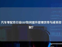 汽车零配件行业ERP如何提升管理效率与成本控制？