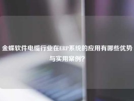 金蝶软件电缆行业在ERP系统的应用有哪些优势与实用案例？