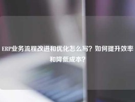 ERP业务流程改进和优化怎么写？如何提升效率和降低成本？