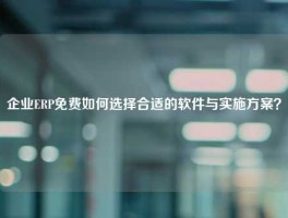 企业ERP免费如何选择合适的软件与实施方案？