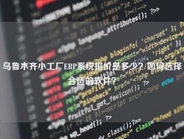 乌鲁木齐小工厂ERP系统报价是多少？如何选择合适的软件？