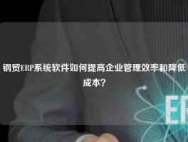 钢贸ERP系统软件如何提高企业管理效率和降低成本？