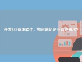 开发ERP系统软件，如何满足企业管理需求？