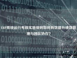 ERP系统运行考核实施细则如何有效提升绩效管理与团队协作？
