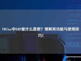 VRChat中ERP是什么意思？理解其功能与使用技巧！